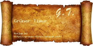 Grüner Timur névjegykártya
